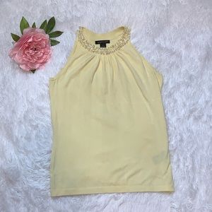 Yellow halter top with pearls